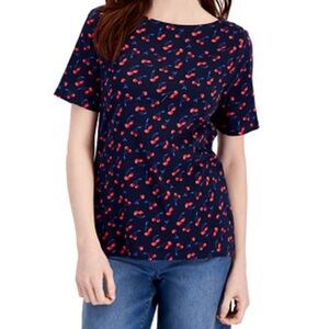 Nwt Popsugar Cherry Print Novelty Tee
